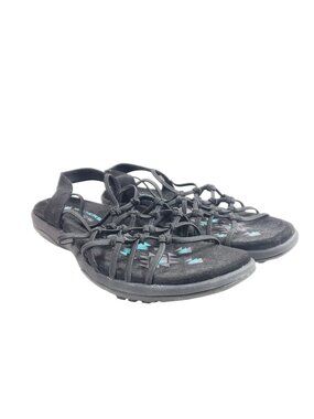 Skechers Womens Size 7 Black Reggae Slim Forget Me Knot Sandals